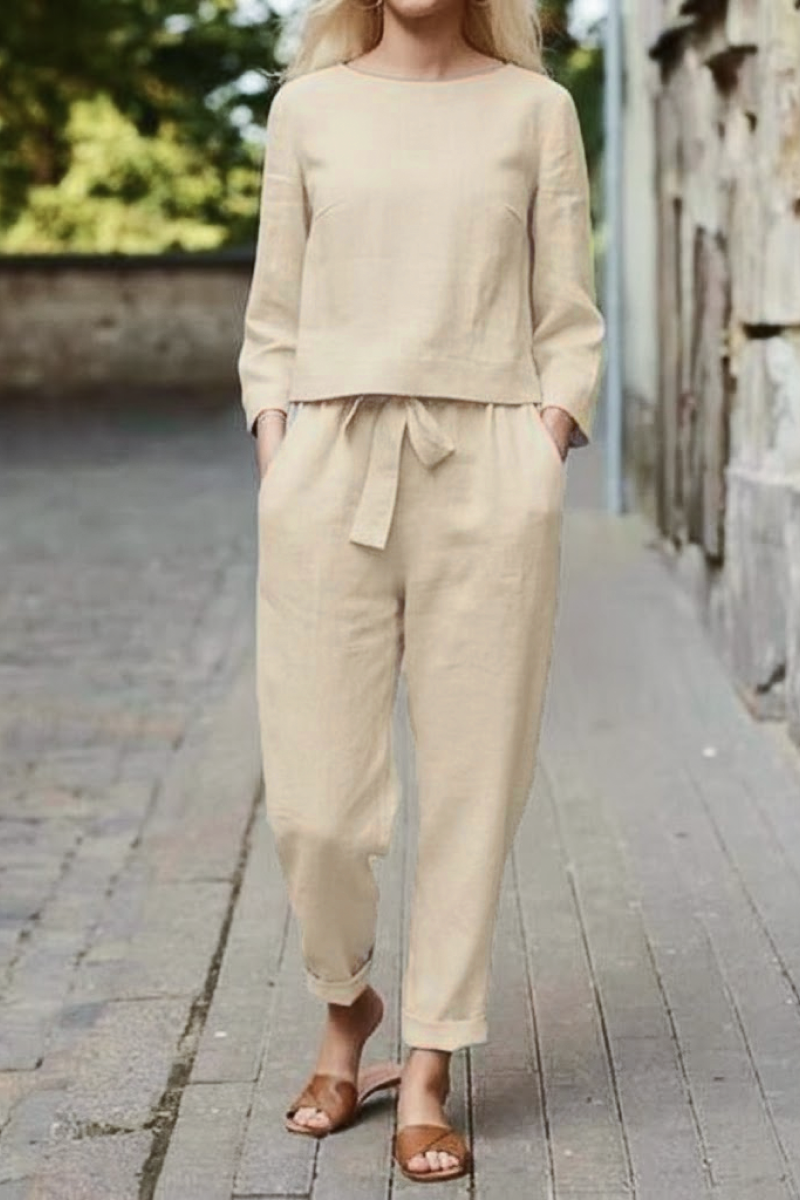 100% Cotton Linen Monochrome 2 Piece Set