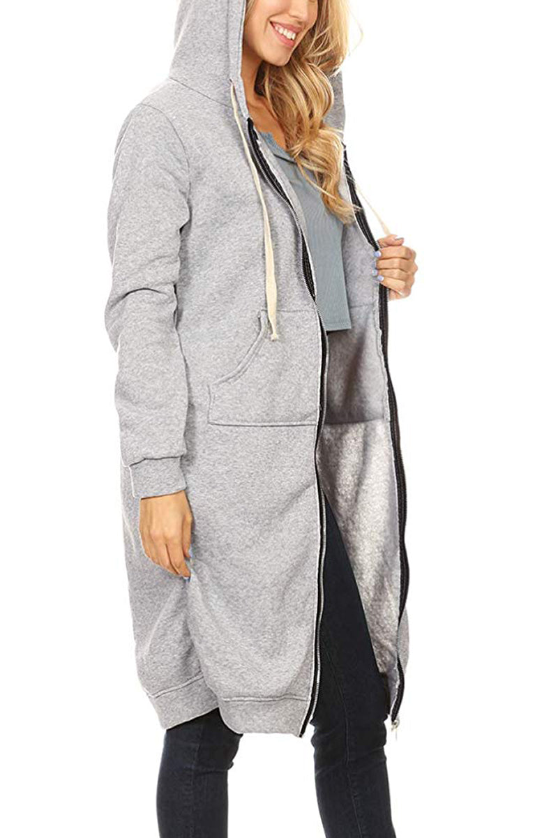 Oversized Long Zip Sweatshirt Hoodie