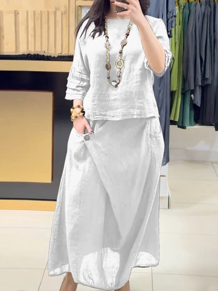 Casual Solid Color Two-Piece Dress Set