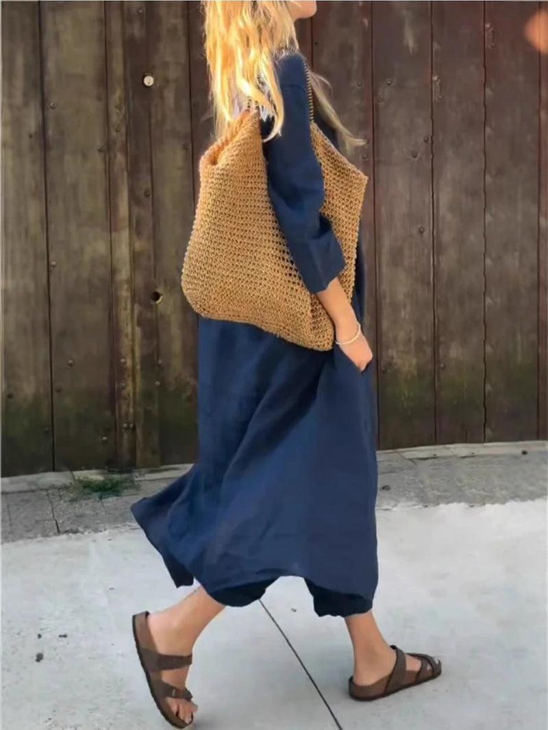 V-Neck Two-Piece Pants Set