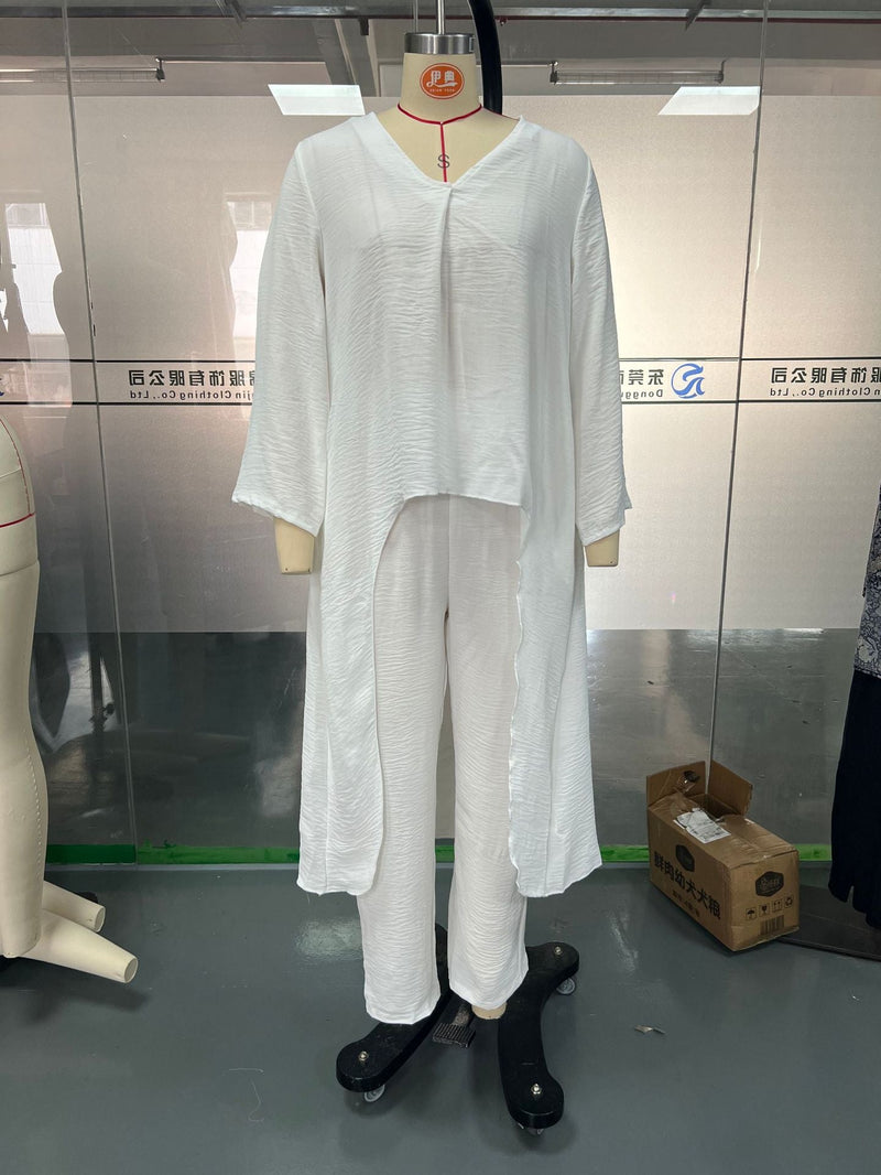 V-Neck Two-Piece Pants Set