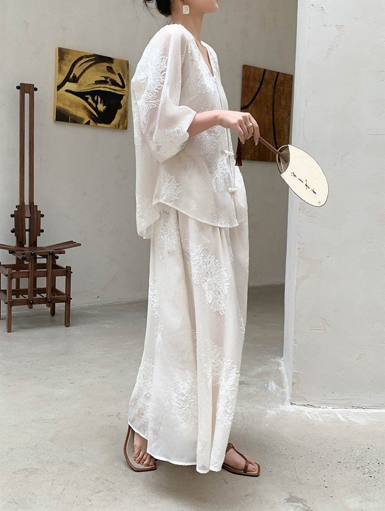 Elegant Two-Piece Embroidered Summer Outfit