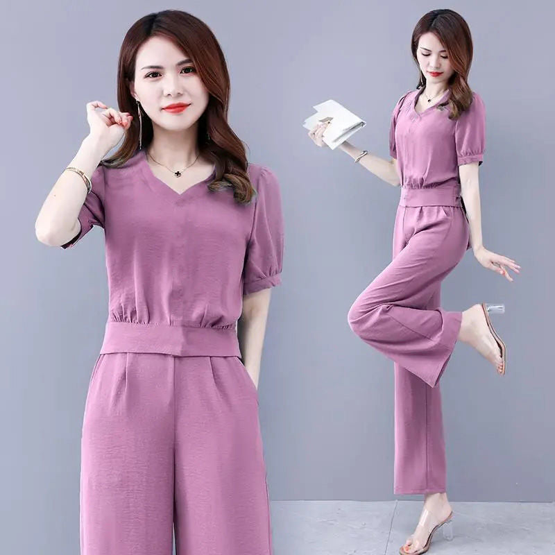Elegant Goddess Style Two-Piece Pants Set