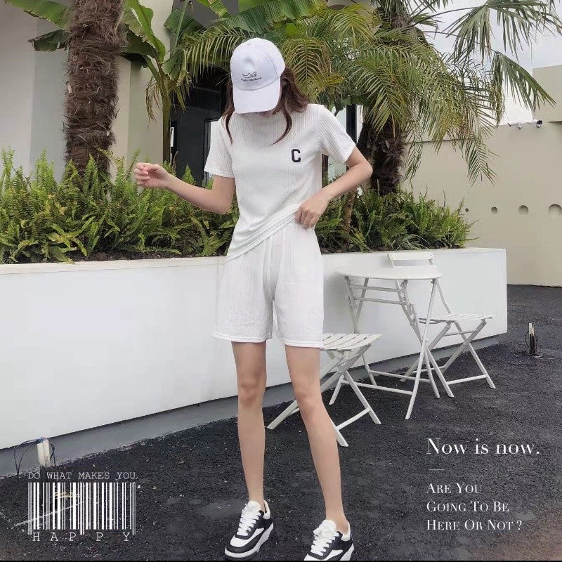 Chiba Pleated Embroidered Two-Piece Loungewear Set