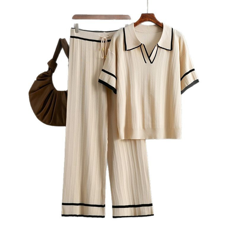 European and American Polo Collar Two-piece Set