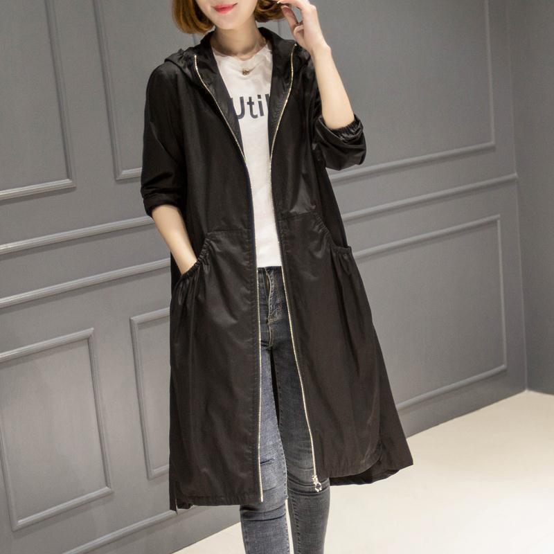 Korean Hooded Mid-Length Over-the-Knee Trench Coat
