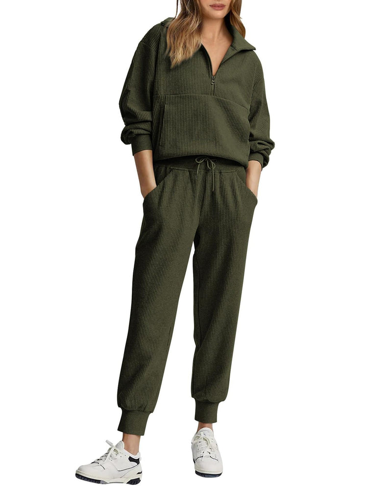 Unisex Half-Zip Pullover and Sweatpants Set