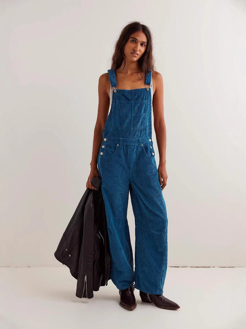 Corduroy Loose Jumpsuit for Elegant Commuter Style
