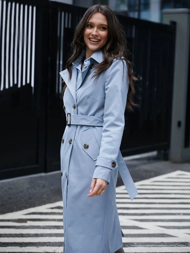 Classic Double-Breasted Belted Trench Coat