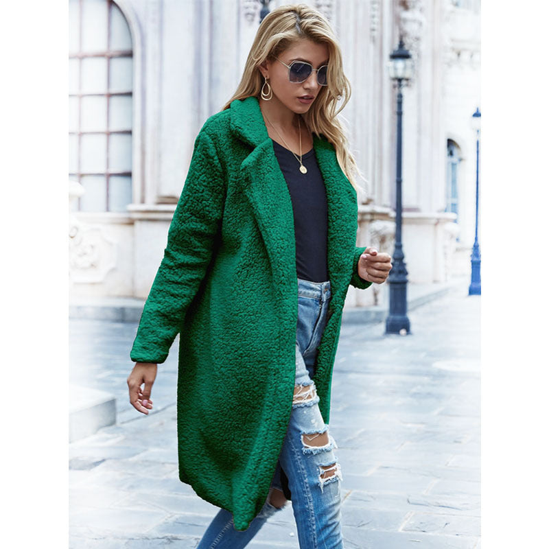 Chic Mid-Length Sherpa Fleece Coat