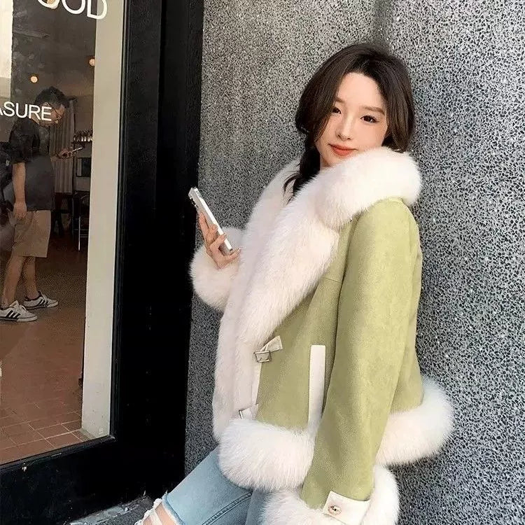 Imitation Fox Fur Stylish Short Coat