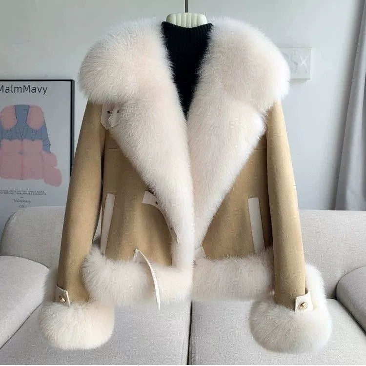 Imitation Fox Fur Stylish Short Coat