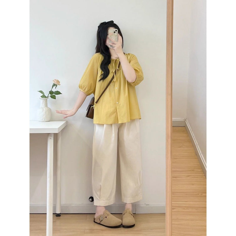 Cotton Linen Two-Piece Set for Petite Women