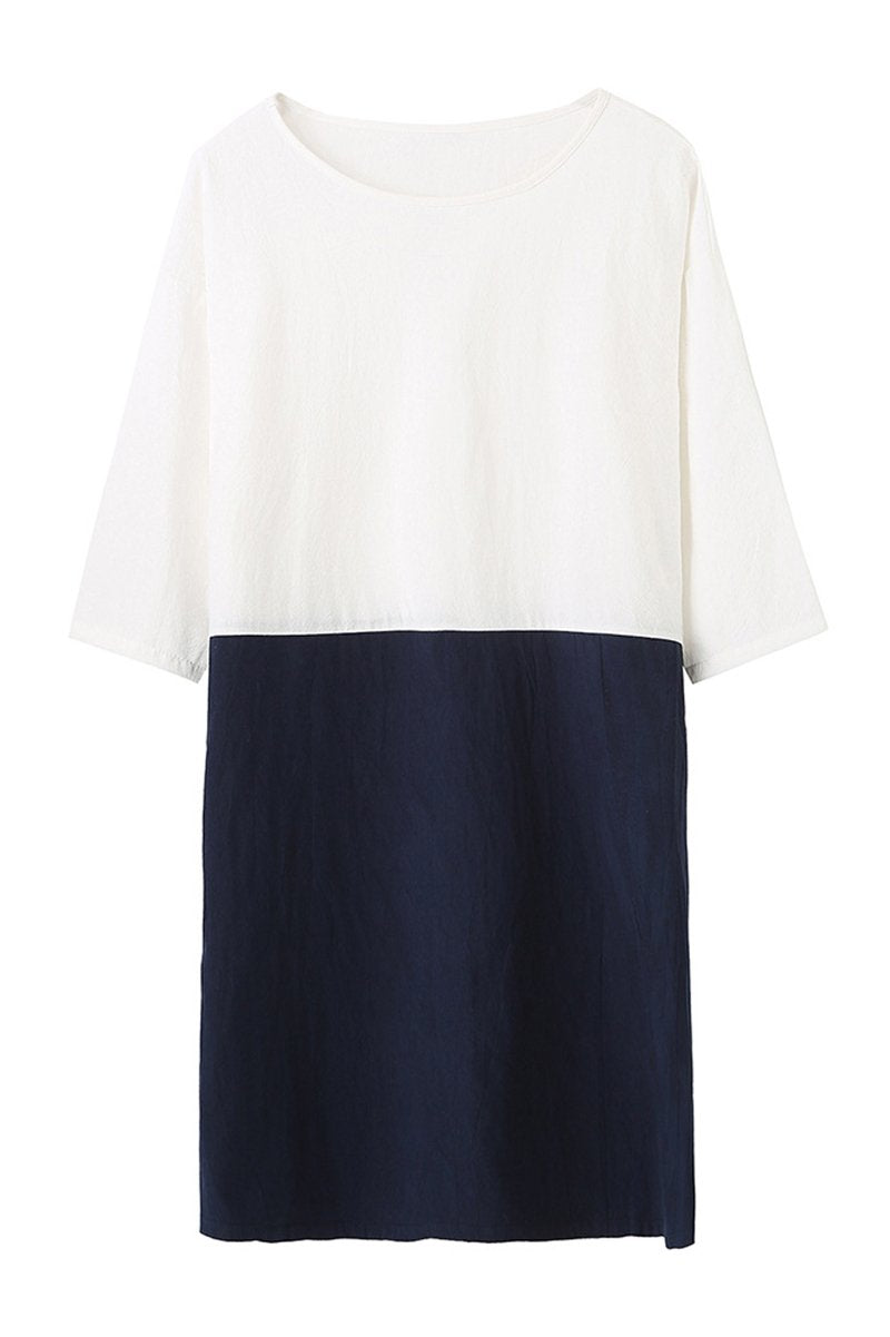 Colour Block Linen Dress