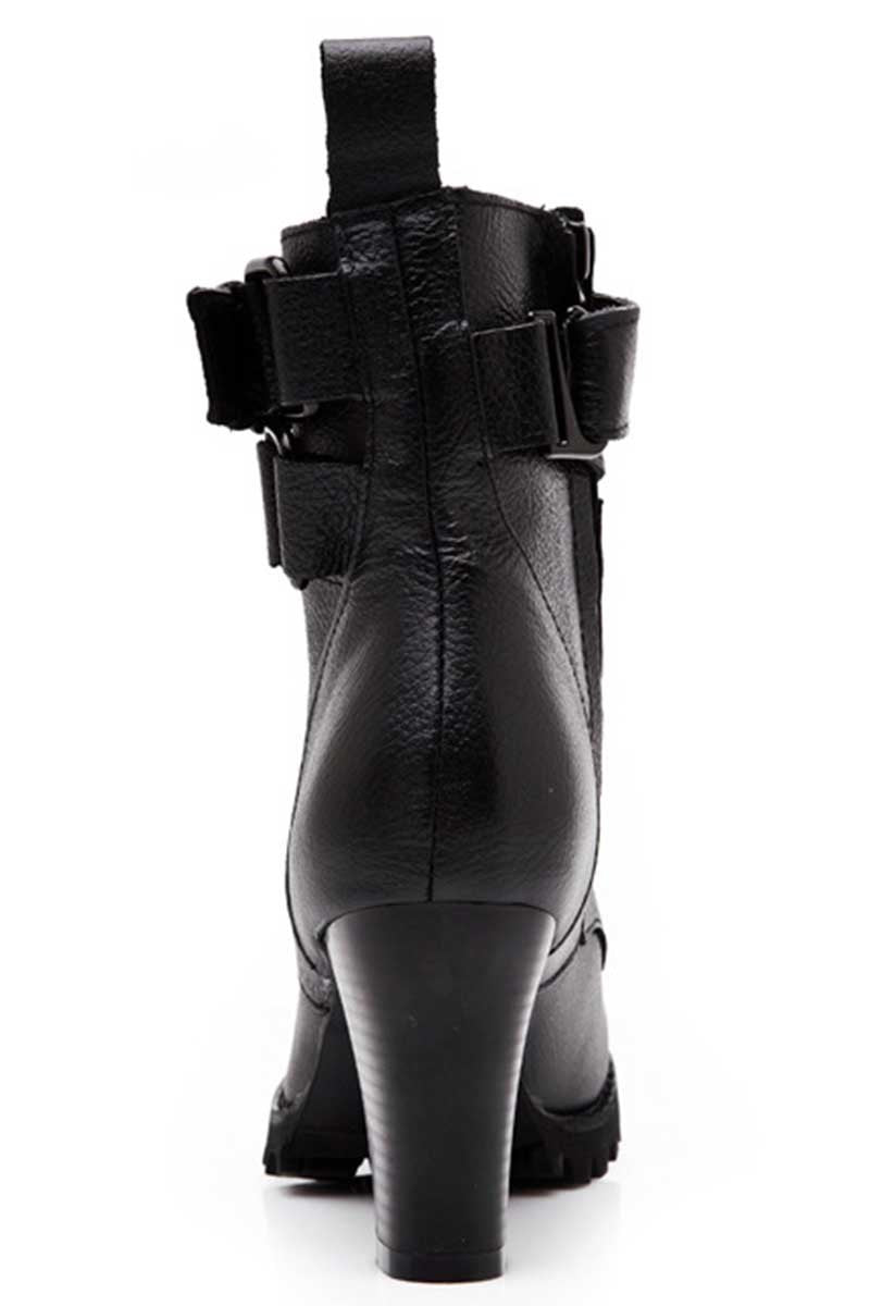 Chunky Lace Up Strapped Ankle Boots