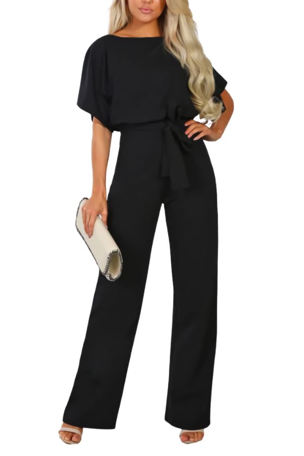 Chic Short-Sleeved Wide-Leg Jumpsuit