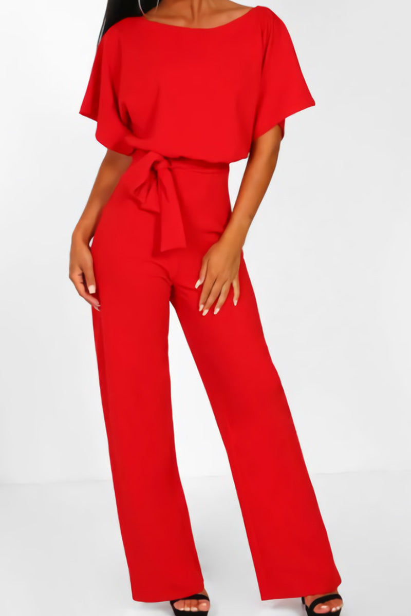Chic Short-Sleeved Wide-Leg Jumpsuit