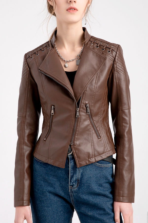 Slim Fit Leather Motorcycle Jacket