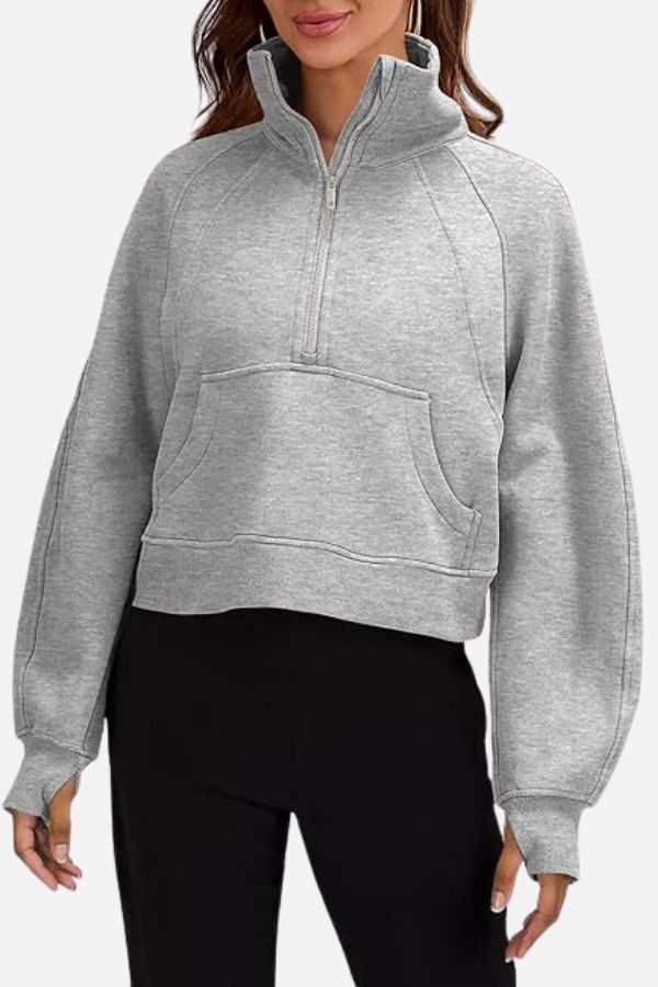 Cozy Oversized Half-Zip Fleece Pullover Sweatshirt