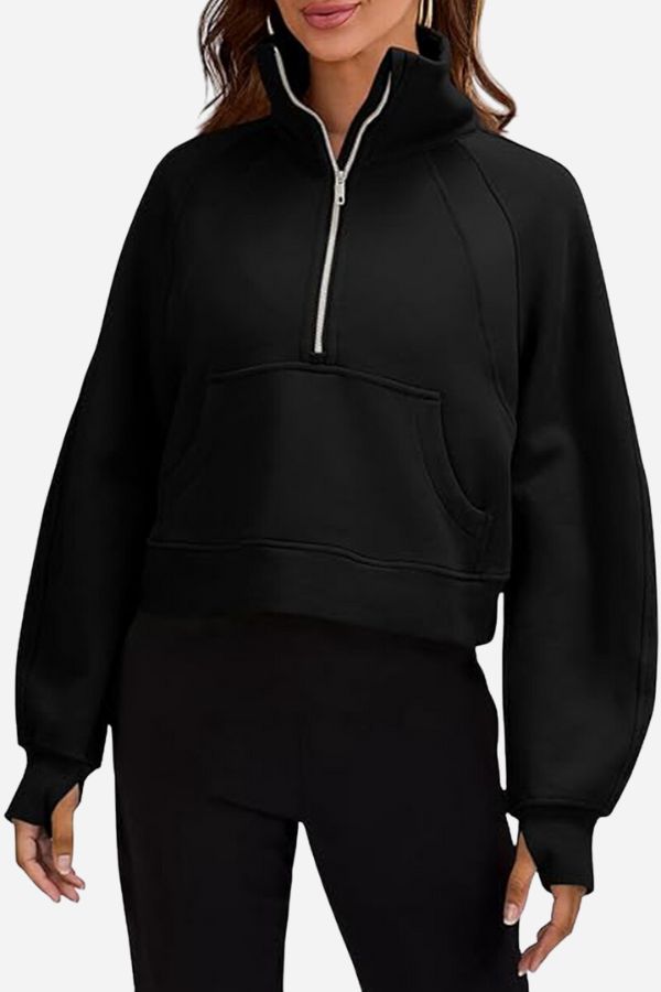 Cozy Oversized Half-Zip Fleece Pullover Sweatshirt