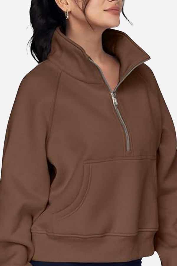 Cozy Oversized Half-Zip Fleece Pullover Sweatshirt