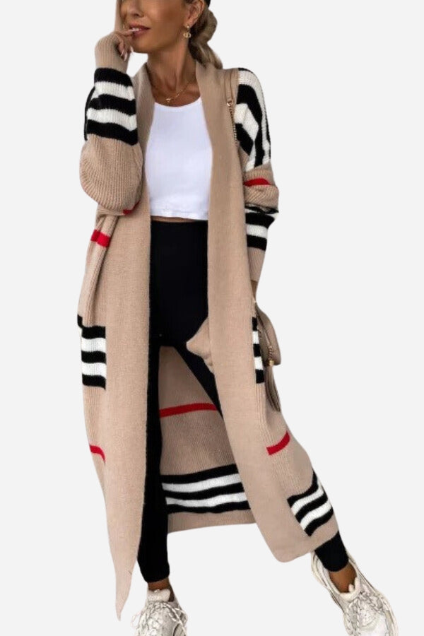 Cozy Striped Long Knitted Cardigan