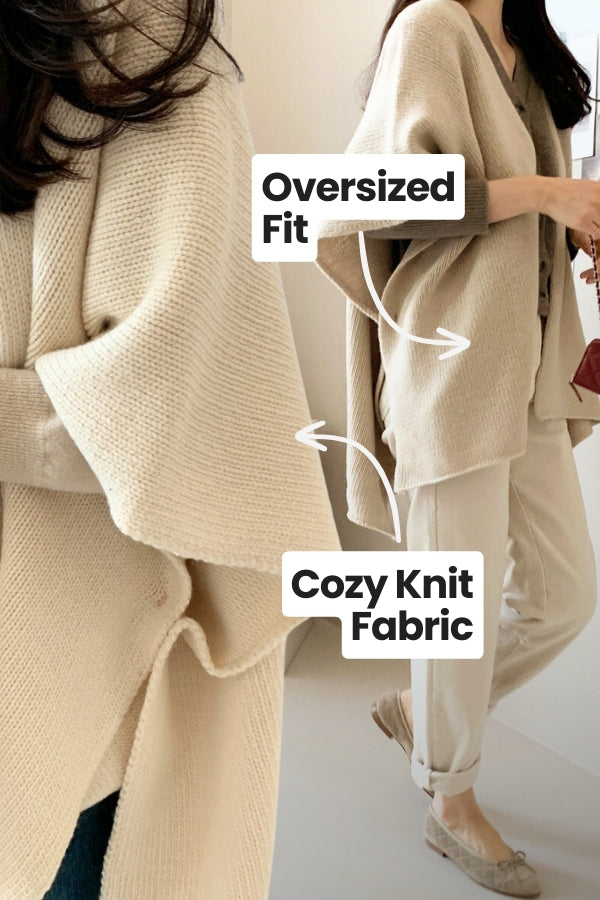 Relaxed Flowy Open Front Knitwear Cardigan